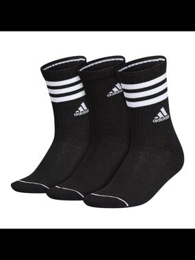adidas 3 Pack Of Areoready Cushioned Womens 3 Stripe Crew Socks Shoe Size 5-10